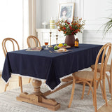 Popxstar Cotton Fabric Tablecloth Tassels Stitching Washable Table Cloth for Wedding Party Dining Banquet Decoratio Christmas Table Cover