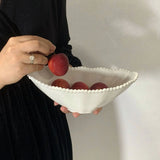 Popxstar Ele White Cerc Western Dinner Plate with  Knot Simple Design Oval ape Fi Plate Home Use Cake Serving Di