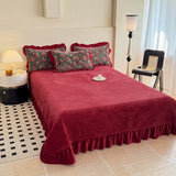 French Winter Thickened Milk Fleece 4pcs Bedding Sets Flower Warm Quilt Cover Bedspread for Women Bedroom