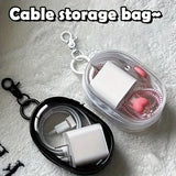 Popxstar Portable Mini Clear Zipper Storage Bag - Space-Saving Organizer for Earphones & Chargers, Versatile with Handy Keychain Loop