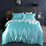 Popxstar High-end Blending Natural Mulberry Silk Bedding Set Luxury Satin Silky Queen Size Duvet Cover Set with Sheets King Size Bed Set