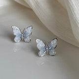 Popxstar Korean Fashion Color Crystal Flower Butterfly Earrings for Women Exquisite Elegant Earring Wedding Party Luxury Jewelry Gift