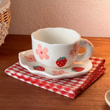 Popxstar  180Ml Handmade Ceramic Coffee Cup and Saucer for Afternoon Tea Milk Cup and Saucer Latte Cup Dessert Plate Creative Gift