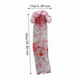 Vintage Halloween Rose Headband Retro Mesh Veil Gothic Bowknot Crown with Headscarf Red Simulation Rose Cosplay Headdress