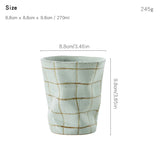 Popxstar  Japanese Handmade Rough Pottery Mugs Retro Plaid Fold Ceramics Coffee Cups Household Restaurant Milk Juice Cereal Breakfast Cups