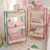 Popxstar cabin weekend inspo 3 Layer Contrast Color Trolley Storage Shelf Multi-layer Movable Trolley Cosmetics Snack Storage Rack Bathroom Mobile Shelf Home