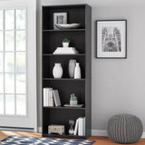 Popxstar 5-Shelf Bookcase with Adjustable Shelves,Solid Wood/Closed Back/Display Bookshelf for Living Room,Bedroom,Home and Office,White