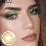 Popxstar  1 Pair Colored Contact Lenses Natural Brown 14.5mm Big Eyes Contacts Cosmetics Green Eye Color Lens Gray Lens Women Makeup