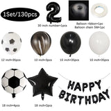 Popxstar  130Pcs Football Helium Foil Balloons Birthday Party Decorations Kids Boy 123456th Black Number Ball Soccer Party Globos Supplies