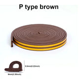 Popxstar 5m/10m Door Seal Strip Diep Self-adhesive Draft Stopper Tape Window Weather Stripping Insulation Noise Rubber Sealing Strip