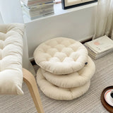 High-end tatami round dining chair strap chair cushion Japanese simple white square seat cushion sedentary
