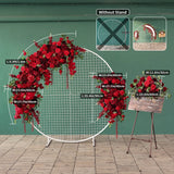 Popxstar Luxury Red Rose Orchid Burgundy Delphinium Floral Arrangement for Wedding Party Backdrop Decoration Artificial Baby Shower Decor