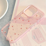 Popxstar  Lovely Red Cherry Shockproof Protective Clear Case for iPhone 17 Pro Max 15 13 14 16 Pro Max Soft Shockproof Cute Cover