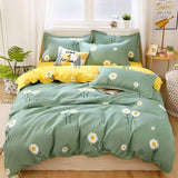 Popxstar  New Fashion Print Queen Size Bedding Set King Size Daisy Printed  Duvet Cover Set with Flat Sheets Cozy Durable Bedding Sets