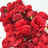 Popxstar Artificial Red Rose Green Plants Flower Row Long Runner Wedding Backdrop Decor Floral Arrangement Party Props Table Centerpiece