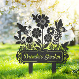 Popxstar  A Customizable Flower Sign And Stake, Metal Garden Sign, Garden Decoration, Personalized Gardening Gift, Garden Name Sign