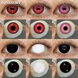 Popxstar  1 Pair Colored Contact Lenses for Eyes Pink Red Cosplay Eye Makeup Lenses Black Color Lens Halloween Fashion Cosmetics