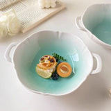 Korean Gradual Change Double Ear Bowl Anti Scalding Ceramic Household Salad Bowl Noodles in Soup Bowl