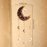 Popxstar  Crystal Sun Catcher Prism Wind Chimes Moon Catchers Rainbow Maker Prism Hanging Decor Wind Bell Garden Decoration Outdoor Gifts