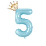 Popxstar  40inch Pastel Light Blue Pink Foil Number Balloon With Crown 1 2 3 4 5 6 Boy Girl Birthday Party Baby Shower Wedding Decoration
