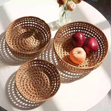 Natural rattan weaving storage basket retro vegetable fruit storage tray kitchen living room household hotel restaurant cafe