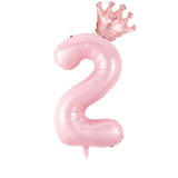 Popxstar  40inch Pastel Light Blue Pink Foil Number Balloon With Crown 1 2 3 4 5 6 Boy Girl Birthday Party Baby Shower Wedding Decoration
