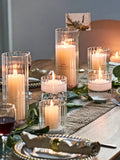 Popxstar Ribbed Glass Hurricane Candle Holders Home Decor Pillar Candles Glass Vase Floating Candle Wedding Ornaments