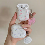 Popxstar  New Korea Cute Flower Pink Bow Pendant Fundas Case for AirPods 1 2 3 Coque Cover for AirPods Pro 2 Shockproof Protection Shell