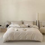 3pcs 100% Cotton Solid Color/two-color/striped/checkered Print Bedding, 1PC Duvet Cover 2PC Pillowcases Soft and Skin-friendly