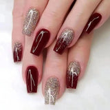 Popxstar 24pcs Gradient Fake Nails French Ballerina Nail Waterproof Faux Medium Coffin false nails Fingernails Press on Nails Tips