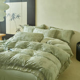 Popxstar  4Pcs Bow Large Tassel Style Bedding Set High Quality Skin Friendly Fabric Bed Sheet/Fitted Sheet Pillowcases Queen King Size