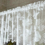 Popxstar 1pc Butterfly Lace Curtains for Kitchen Cafe Curtain Valance Door Panel Rustic Sheer Voile Window Treatment Valance
