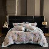 Popxstar  Premium 100% Cotton Brushed Bedding Set Flowers Prints Oil Painting Style Duvet Cover Flat/Fitted Bed Sheet Pillowcases 4Pcs