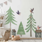 Popxstar Large Fresh Forest Tree Wall Stickers Self-adhesive Paper Bedroom Home Decor Living Room Background Wall Porch Decoration