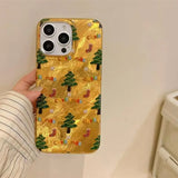 Popxstar  INS Gold Christmas Tree Silicone Phone Case For iPhone 17 Cases iPhone 16 15 14 13 12 11 Pro Max XS X XR 7 8 Plus 16E Air Cover