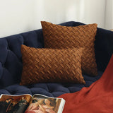 Fashion Car Backrest Cushion Cover Soft Faux Suede Home Decorative Navy Blue Pillow Cover Woven Pattern Green 45x45cm/30x50cm