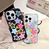 Bling 3D Dopamine Stars Phone Case For IPhone 17 Air 16 15 14 Plus 13 12 11 Pro Max Glitter Multicolor Transparent Cover Cases
