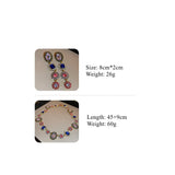 Popxstar Vintage Baroque Rhinestone Necklace Earrings For Women Colorful Crystal Earrings Jewelry Sets Weddings Banquet Accessory