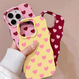 Cute Heart Wave Edges Shockproof Protective Phone Case for iPhone 17 17pro 17promax 13 14 15 16 16promax Girly Cover Case