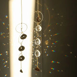 Popxstar Crystal Wind Chime Moon Sun Catcher Diamond Prisms Pendant Gift of Good Luck Outdoor Rainbow Hanging Drop Home Garden Decor