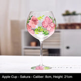 1pc Hand Drawn Glass Painted Red Wine Glass Large Belly Wine Glass Decoration High Foot Creative Home European Bar