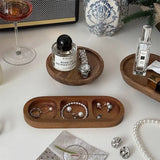 Popxstar Retro Japanese Solid Wood Tray Earring Jewelry Plate Perfume Shelf Cosmetics Storage Entrance Key Storage Tray Home Decorations