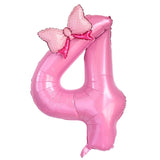 Popxstar  1Pc Large 40inch Number Pink Foil Balloon With Bow 1 2 3 4 5 6 7 8 9 For Kid Boys Girls Birthday Party Baby Shower Decorations