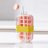 2-in-1 With Straw Water Bottle Ice Cube Silicone Tray Food-grade Ice Make Pressing Mould Ice Drink Cup Outdoor Fruit Juice Cup