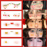 Christmas Makeup Stickers Cute Heart Fake Tattoo for Woman Face Pink Cartoon Temporary Tattoo Waterproof Tatuajes Temporales