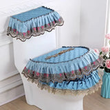 3D Embroidered Toilet Seat Mat Lace Ruffle Edge Toilet Cover Zipper Style Thick Universal Toilet Seat Cushions