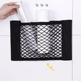 Popxstar  Elastic Storage Net Pocket Home Kitchen Cabinet Door Adhesive Sundries Bags Trunk Pocket with Nylon Fastener Tape Car Organizer