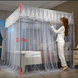 Popxstar Embroidery Lace Palace Mosquito Net with Stainless Steel Bracket Square Princess Mosquito Tent for Bed Double Bed Nets Canopy