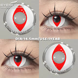 1 Pair red/white cosplay color contact lenses for eyes crazy Halloween Eye makeup Role playing Eye cosmetics color lens