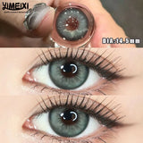 Popxstar 2-Piece Green Contact Lenses Grey Beautiful Pupil Soft Purple Color Lenses Myopia Degree Makeup Lens London Fog Grey